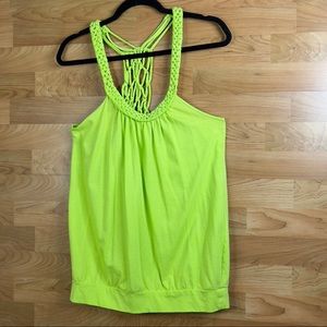 No Boundaries Jr’s Size Large(11-13) Lime Green Braided Racerback Tank